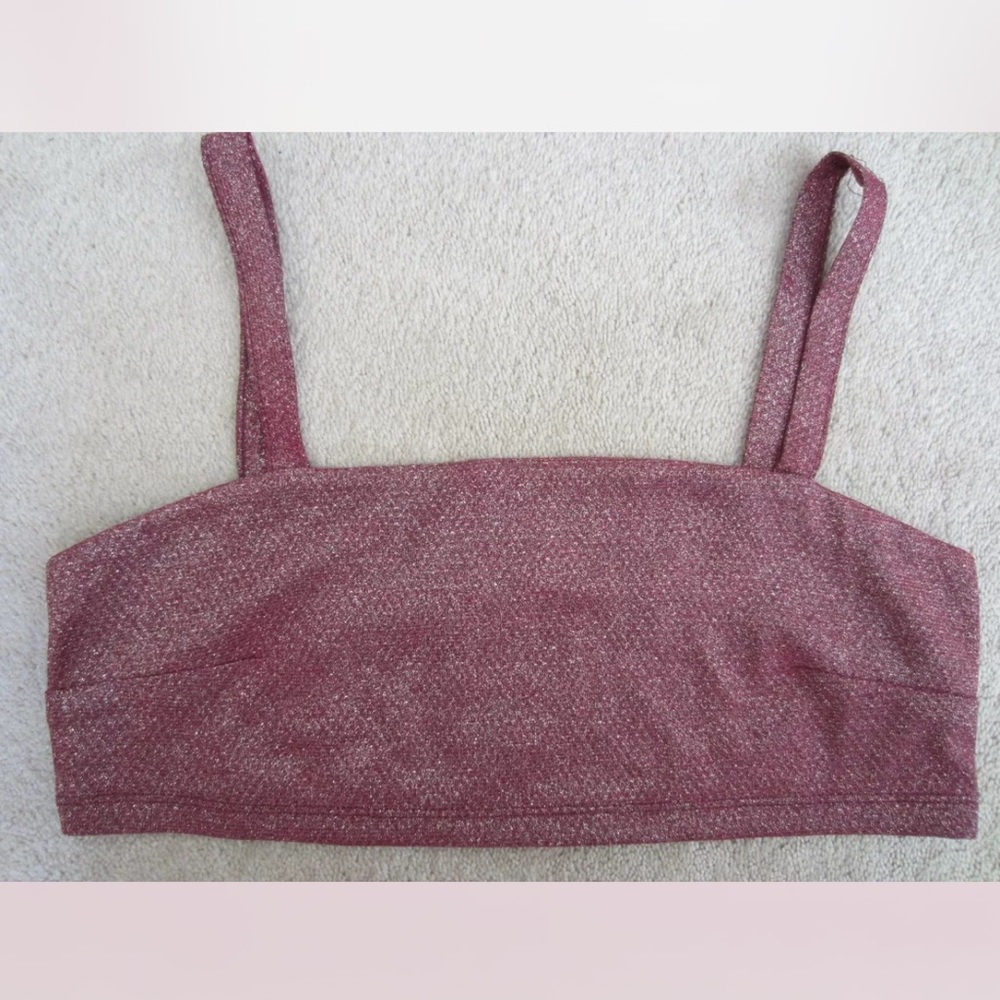 TOPSHOP TOP SHOP PINK PURPLE SPARKLE BRALETTE Bra Sz 8 US 12 UK STRETCH METALLIC